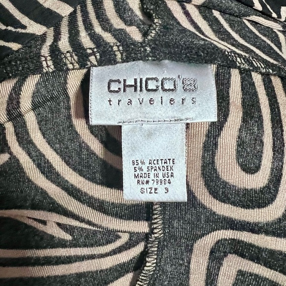 Chico's Travelers Black and Cream acetate Patterned Cardigan 3 - Picture 2 of 6